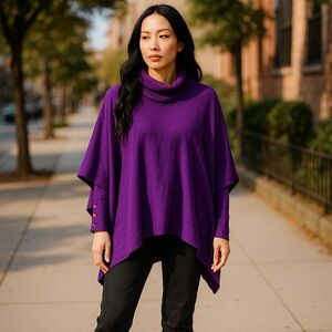 Alfani Purple ArkNess Sweater with Golden Button Aesthetic Accent Sleeves NWT